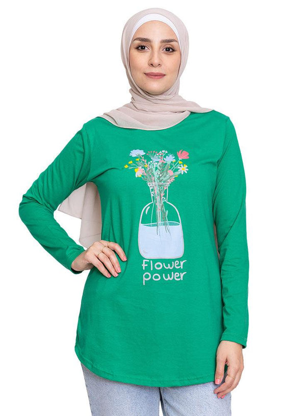 Green Printed Long - Sleeve Design 58 - Khotwh